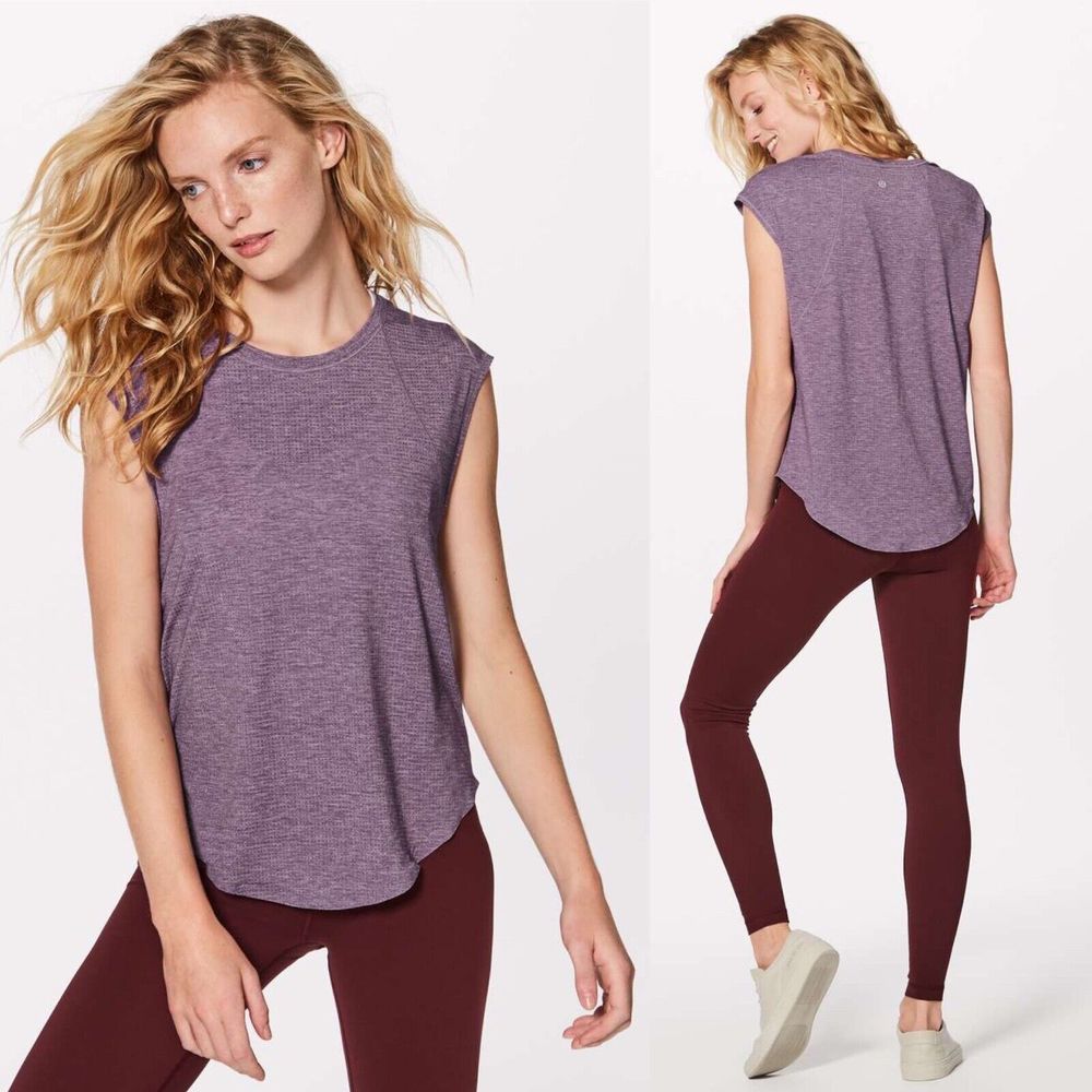 Lululemon Plank To Pike Short Sleeve Top Heathered Garnet Purple